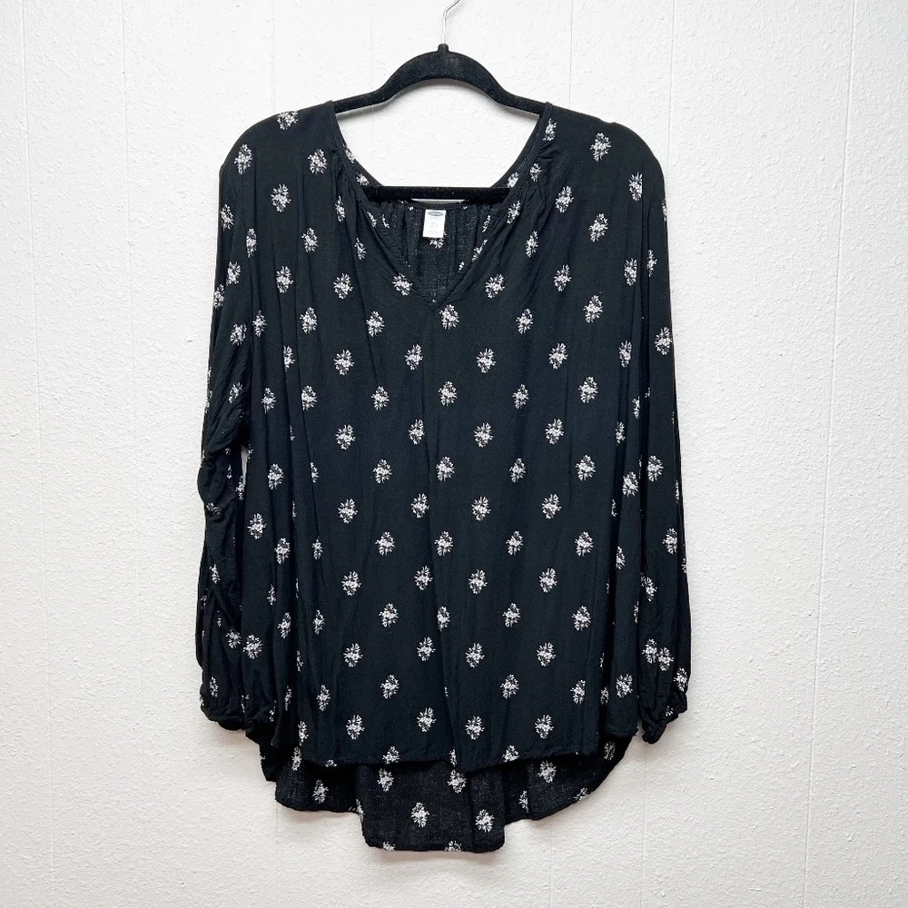 Old Navy Floral Puff Sleeve Top Womens XXL Lightweight Bohemian Contemporary